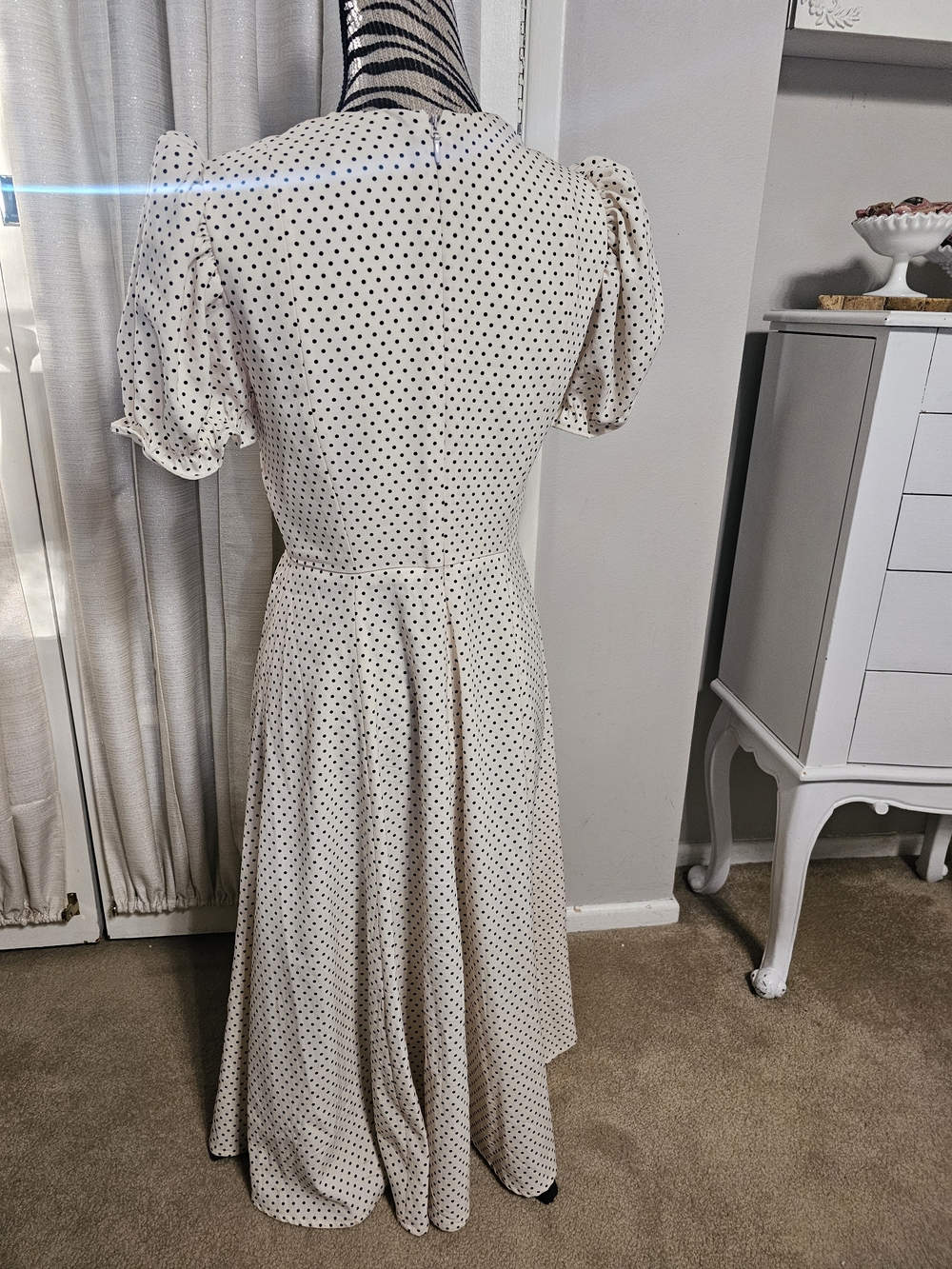 House of CB White Polka Dot Midi ELLERY Dress - Picture 5 of 12